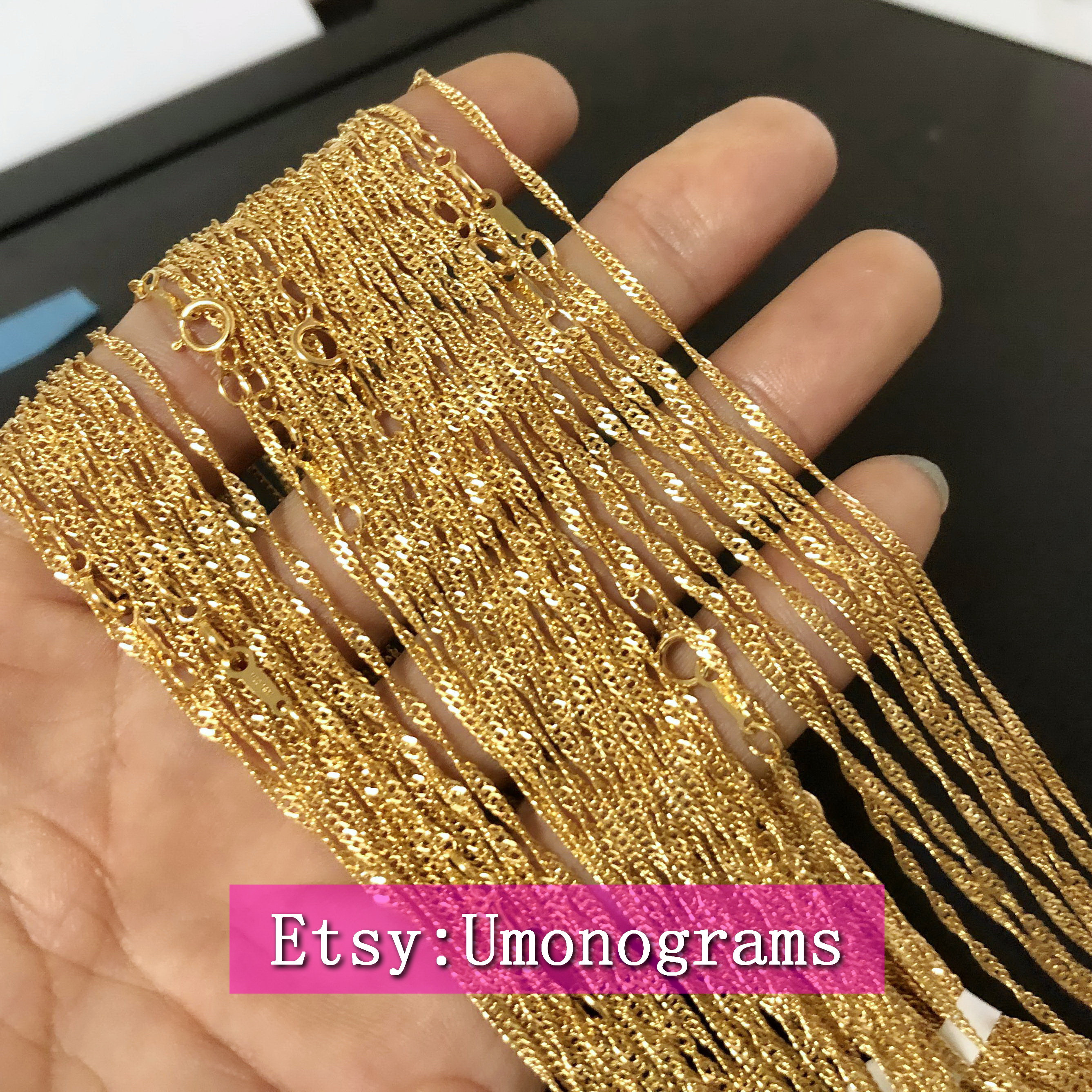 Echt 14kt Gelbgold 1 Mm Singapur Kette; 24 Zoll