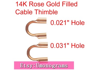 14K Rose Gold Filled 0.021" / 0.031" Hole Wire Savers Cable Thimble Guardian Protector Wholesale BULK DIY Jewelry Findings 1/20 14kt RGF