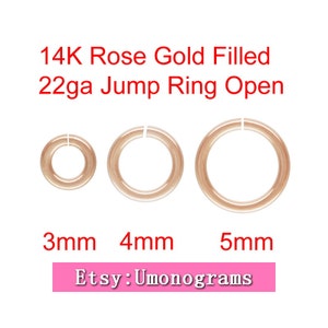 14K Rose Gold Filled 3mm,4mm,5mm Outside Diameter Open Jump Rings 22 gauge 0.64mm Wholesale BULK DIY Jewelry Findings 1/20 14kt RGF