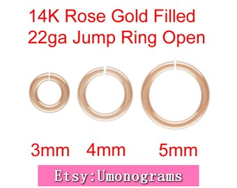 14K Rose Gold Filled 3mm,4mm,5mm Outside Diameter Open Jump Rings 22 gauge 0.64mm Wholesale BULK DIY Jewelry Findings 1/20 14kt RGF