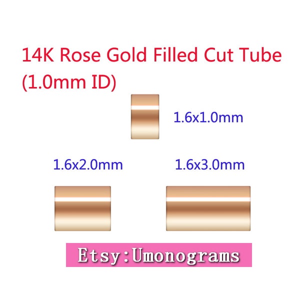 14K Rose Gold Filled 1.6x1/2/3mm Straight Cut Tube Crimp Bead Spacer Großhandel BULK DIY Schmuckzubehör 1/20 14kt RGF