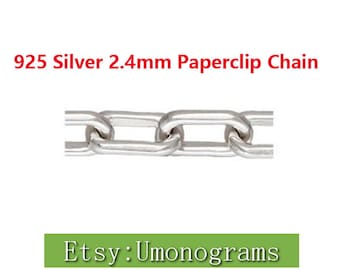 925 sterling zilver 2,4 mm paperclip ketting onvoltooide kettingen door voet groothandel BULK DIY sieraden bevindingen gemaakt in de VS