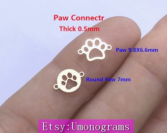 14K Yellow Gold Filled  Paw Connector 2/Hole Thick 0.5mm Wholesale Bulk DIY Jewelry Findings 1/20 14kt GF