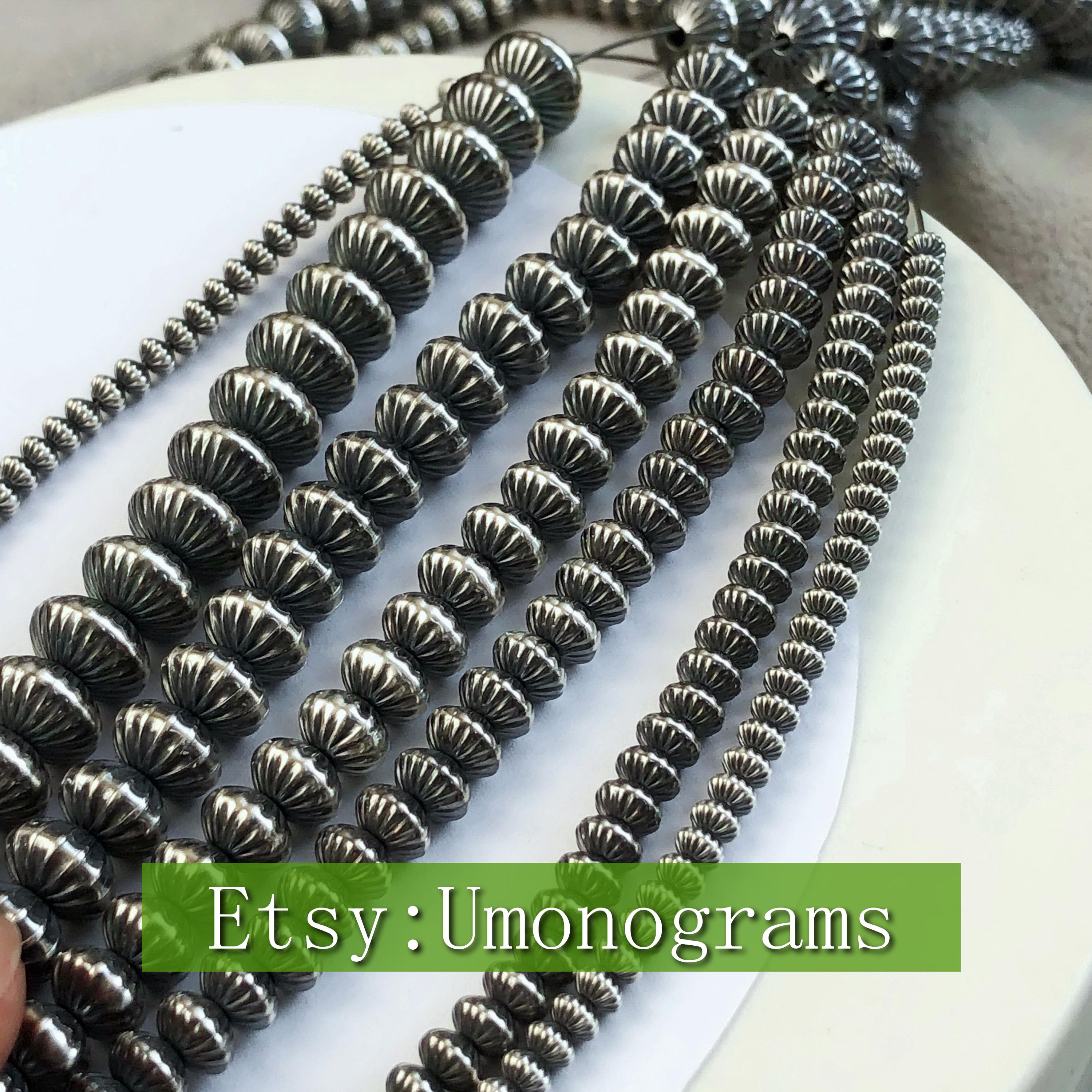 925 Sterling Silver Navajo Style Cor Saucer Pearl Beads ,made in