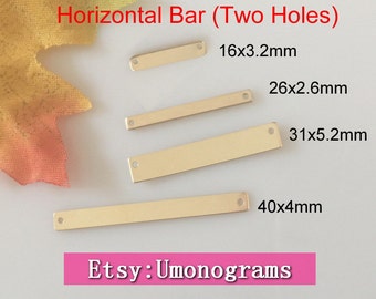 14K Gold Filled Bar Blank Horizontal Charms w/2 Holes Stamping Rectangle Connector Pendant Wholesale BULK DIY Jewelry Findings 1/20 14kt GF