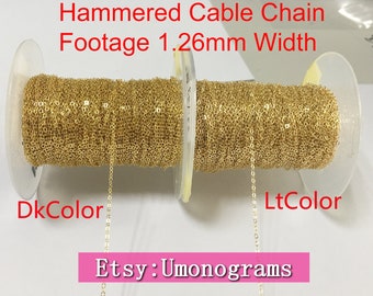 14K Gold Filled Flat Cable Chain Footage 1.26mm Width Footage Unfinished Tiny & Shiny Chains Wholesale BULK Findings 14kt Yellow GF