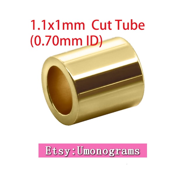 Straight Cut Tube 1.1x1mm Hole 0.7mm Crimp Bead Spacer 14K Yellow Gold Filled Wholesale BULK DIY Jewelry Findings 1/20 14kt GF