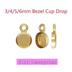 14K Gold Filled 3/4/5/6mm Bezel Cup Drop Components Wholesale Jewelry DIY Findings 1/20 14kt Yellow GF