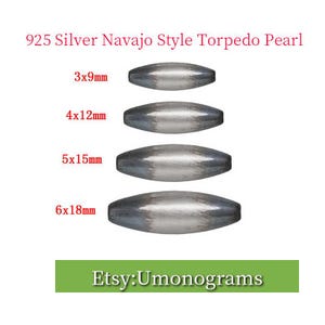 Perla torpedo estilo navajo de plata de ley 925, cuenta redonda brillante y sin costuras, fabricada en EE. UU., venta al por mayor de accesorios de joyería DIY