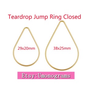 14K Yellow Gold Filled 29x20mm/38x25mm Teardrop Jump Ring Closed 18ga Wire Wholesale Jewelry Findings 1/20 14kt GF