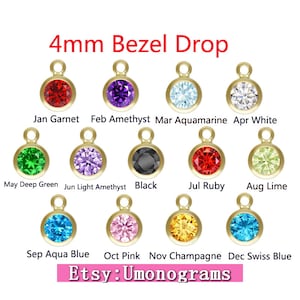 4mm Cz Stone Bezel Drop Birthstone Charms For Nekclace Bracelet Components Connector 14K Yellow Gold Filled Wholesale DIY Jewelry Findings