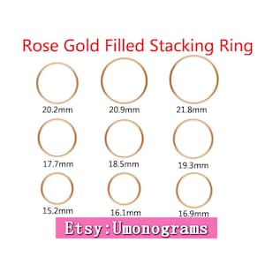 14K Rose Gold Filled Stacking Ring Finger Rings 18ga Wire US Size 2-10  Wholesale Jewelry Findings 1/20 14kt RGF