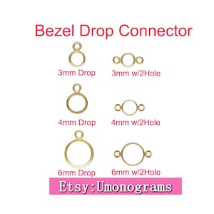14K Gold Filled Bezel Drop Connector 3/4/6mm Components Wholesale Jewelry DIY Findings 1/20 14kt Yellow GF
