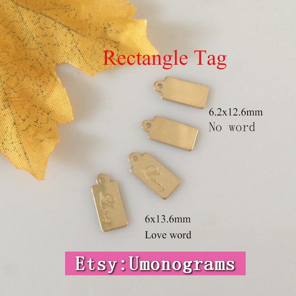 14K Gold Filled Rectangle Tag Love Blank Tags 26ga 0.41mm Shiny Stamped Pendant Drop Wholesale BULK DIY Jewelry Findings 1/20 14kt GF