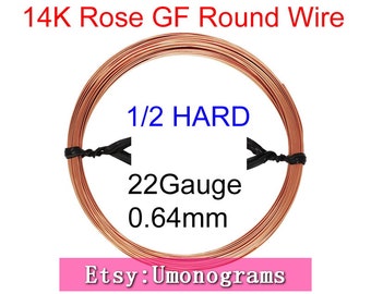 14K Rose Gold Filled 22 Gauge .025" 0.64mm Half Hard Round Wire Wholesale BULK DIY Jewelry Findings 1/20 14kt RGF