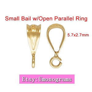 May include: Gold-toned metal bail with an open parallel ring. The bail measures 5.7 mm by 2.7 mm.  Etsy: Umonograms