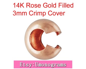 14K Rose Gold Filled 3mm Round Crimp Cover Wholesale BULK DIY Jewelry Findings 1/20 14kt RGF