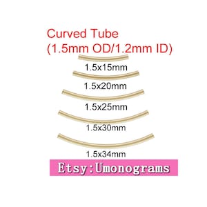 14K Yellow Gold Filled 1.5mm Smooth Curved Tube 15/20/25/30/34mm Length 1.2mm Inside Diameter Wholesale DIY Jewelry Findings 1/20 14kt GF