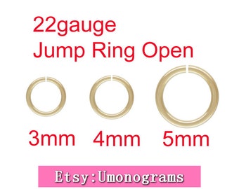 14K Yellow Gold Filled Open Jump Rings 2.8/3/4/5mm Outside Diameter 22 gauge 0.64mm Wholesale BULK DIY Jewelry Findings 1/20 14kt GF