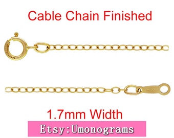 16 Inch/18 Inch 1.7mm Cable Chain Finished Necklace W/Spring Clasp 14K Yellow Gold Filled Wholesale BULK DIY Jewelry Findings 1/20 14kt GF