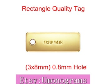 14K Yellow Gold Filled 3x8mm Rectangle Quality Tag 1/20 14K Stamped High Polished Link Tags Wholesale BULK DIY Jewelry Findings 14kt GF