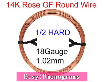 14K Rose Gold Filled 18 Gauge .040" 1.02mm Half Hard Round Wire Wholesale BULK DIY Jewelry Findings 1/20 14kt RGF