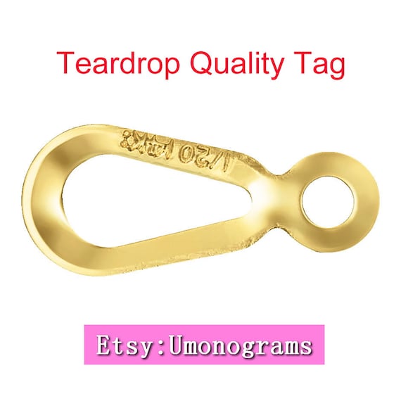 14K Gold Filled 7x3mm Teardrop Quality Tag 1/20 14K Stamped High