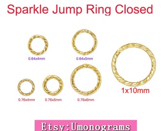 14K Yellow Gold Filled Sparkle Closed Jump Ring Solder 22ga/20.5ga/18ga Wire 4/5/6/10mm Outside Diameter Wholesale Findings 1/20 14kt GF