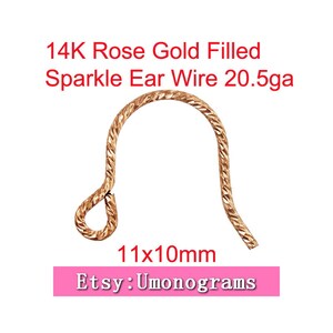 14K Rose Gold Filled Ear Wire Sparkle Mini Hook With Loop 11x10mm Earring Components Wholesale BULK DIY Jewelry Findings 1/20 14kt RGF