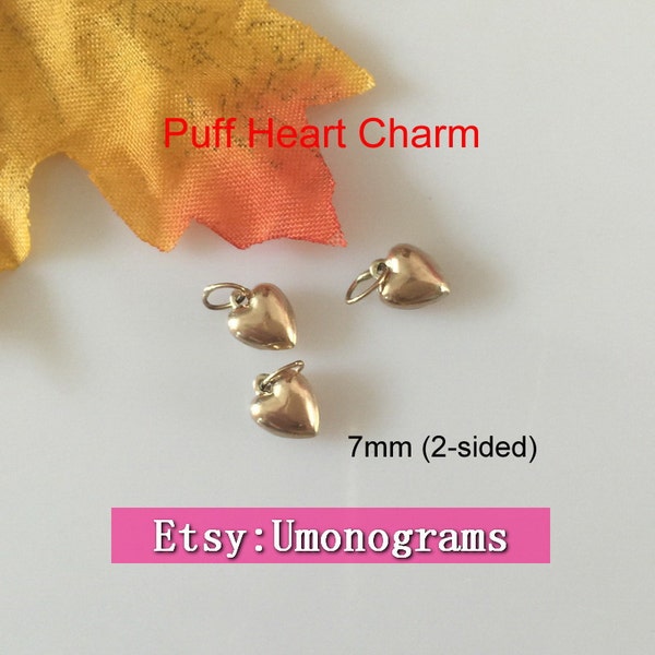 14K or ballon rempli coeur charmes 7mm W/fermeture anneau estampage face 2 pendentif goutte connecteur en vrac en gros bijoux bricolage résultats 1/20 14 carats GF