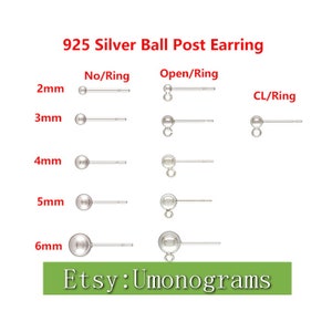 Peut inclure: Un ensemble de boucles d'oreilles à tige en argent sterling 925 de différentes tailles, de 2 mm à 6 mm. Les boucles d'oreilles sont disponibles avec trois types d'anneaux différents : sans anneau, anneau ouvert et anneau fermé.