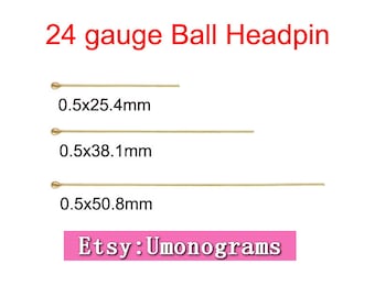 Alfiler de bola relleno de oro amarillo de 14K, calibre 24, 0,5mm, longitud del cable, 1/1,5/2 pulgadas (25,4/38,1/50,8mm), alfileres de bola, venta al por mayor, 14kt GF
