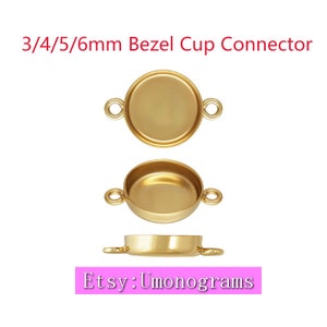14K Gold Filled 3/4/5/6mm Bezel Cup Connector Components Wholesale Jewelry DIY Findings 1/20 14kt Yellow GF