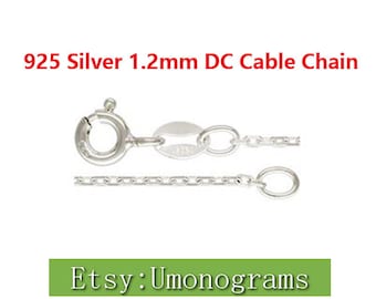 Plata de ley 925 16/18 pulgadas 1,2 mm Cadena de cable de CC Collar terminado con cierre de resorte a pie Venta al por mayor A GRANEL Hallazgo de joyería de bricolaje Hecho en EE. UU.