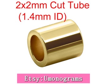 2x2mm gerade geschnitten Rohr Crimp Perle Spacer 14K Gelb Gold gefüllt Großhandel BULK DIY Schmuck Finddings 1/20 14 k GF