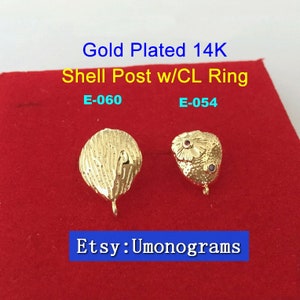Messing mit vergoldeten 14K Shell Post w/CL Ring Ohrringe 925 Silber Pin E-Coated Schmuck Erkenntnisse Großhandel GP (#E-060/E-054)