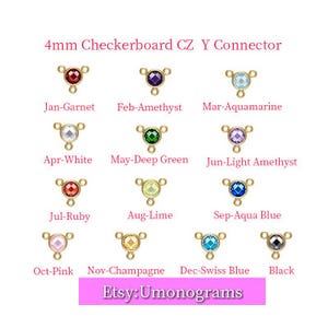 14K Yellow Gold Filled 4mm Bezel Y Connector Double Sided Checkerboard CZ Faceted Round Wholesale DIY Jewelry Finding 1/20 14K GF
