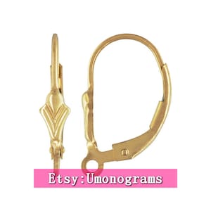 Fleur de Lis Leverback con anillo abierto pendiente componentes 14K oro amarillo relleno al por mayor BULK DIY joyería encuentra 1/20 14kt GF