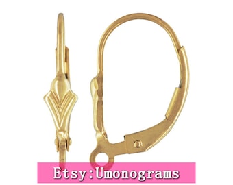Fleur De Lis Leverback With Open Ring Earring Components 14K Yellow Gold Filled Wholesale BULK DIY Jewelry Finddings 1/20 14kt GF