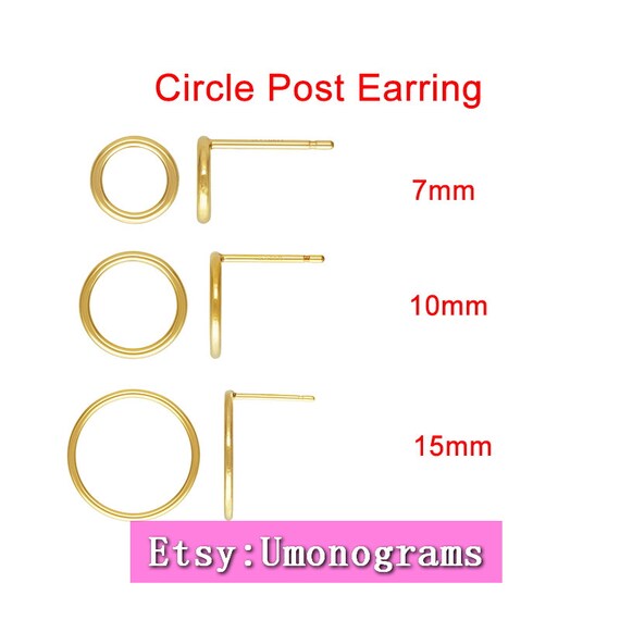 Gold Filled Round Circle Ear Posts 15mm ~ PAIR