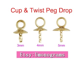 3mm 4mm 5mm Cup & Twist Peg Drop Componenten 14K Geel Goud Gevuld Groothandel BULK DIY Sieraden Bevindingen 1/20 14kt GF