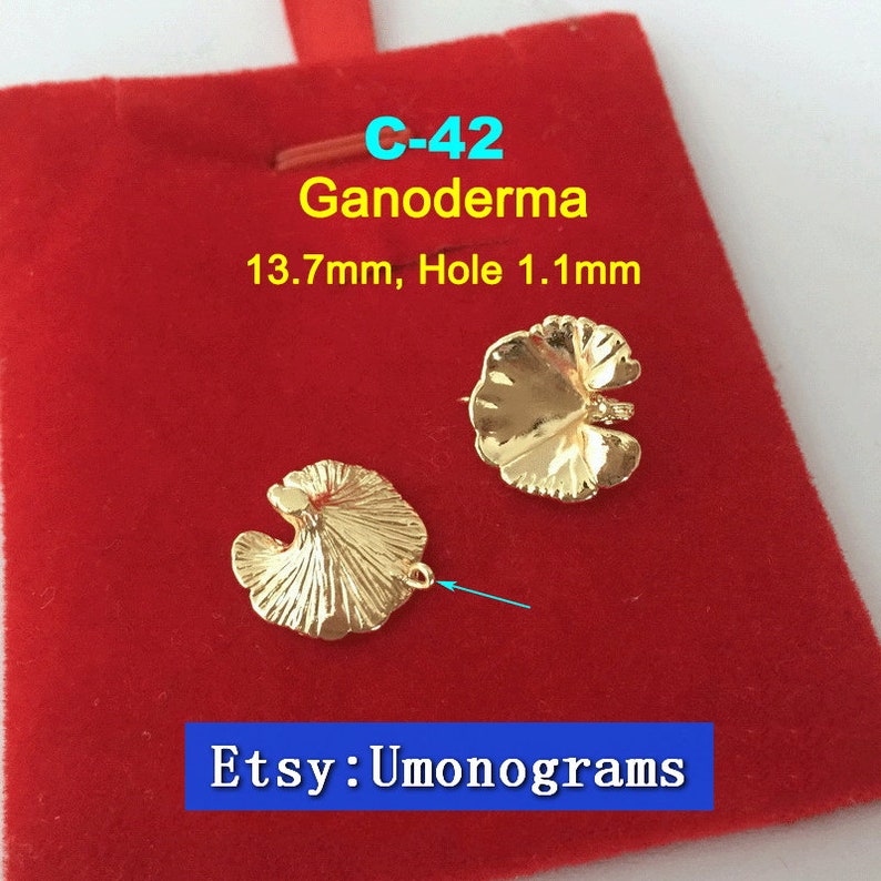 Brass With Gold Plated 14K Orchid FlowerGanodermaLeaf Charms Drop Pendant E-Coated Jewelry Findings Wholesale GP #C-26C-42C-48