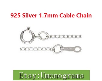 925 sterling zilver 16/18 inch 1,7 mm kabelketting afgewerkte ketting met veersluiting te voet groothandel BULK DIY sieraden vinden gemaakt in de VS