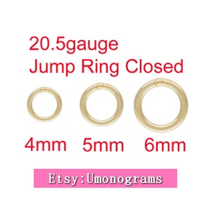 4 mm, 5 mm, 6 mm ytterdiameter Lödförslutna hoppringar 20,5 gauge 0,76 mm 14K gult guldfyllt Smyckesfynd i bulk 1/20 14kt GF