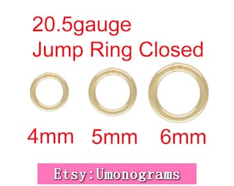 4mm,5mm,6mm Outside Diameter Solder Closed Jump Rings 20.5 gauge 0.76mm 14K Yellow Gold Filled Wholesale BULK Jewelry Findings 1/20 14kt GF