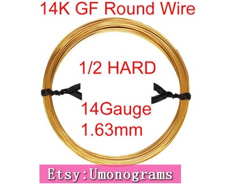 14 Gauge .064" 1.63mm Half Hard Round Wire 14K Yellow Gold Filled Wholesale BULK DIY Jewelry Findings 1/20 14kt GF
