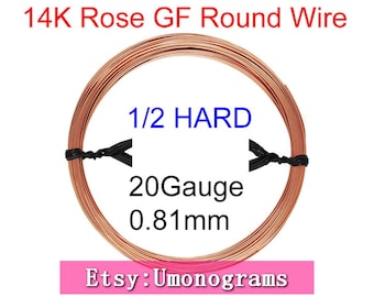 14K Rose Gold Filled 20 Gauge .032" 0.81mm Half Hard Round Wire Wholesale BULK DIY Jewelry Finddings 1/20 14kt RGF