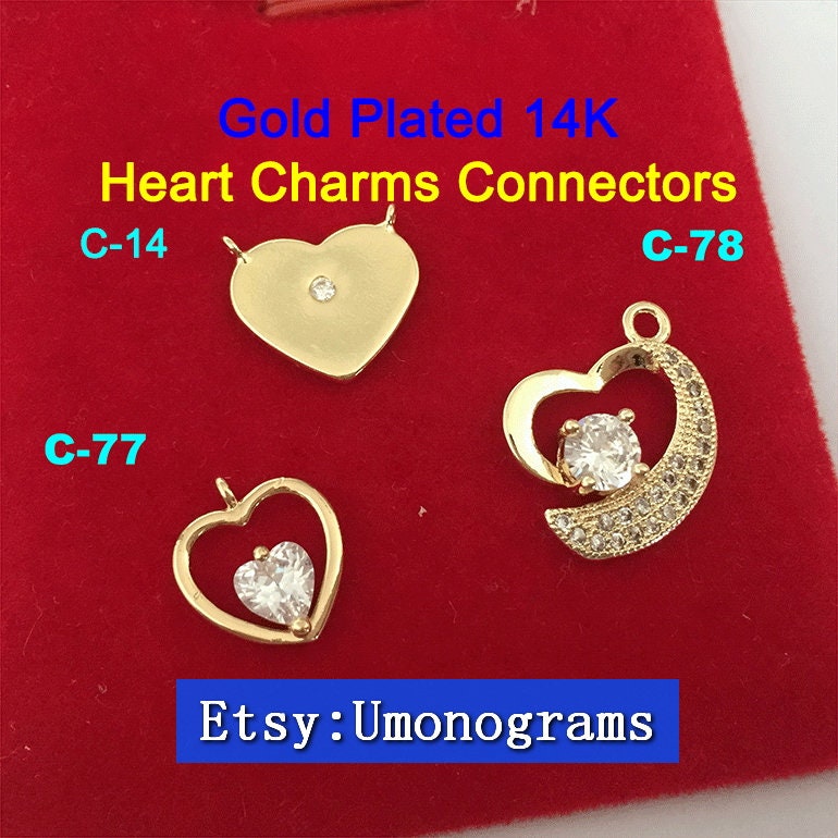14K Gold Enamel Elongated Heart Charm – Baby Gold