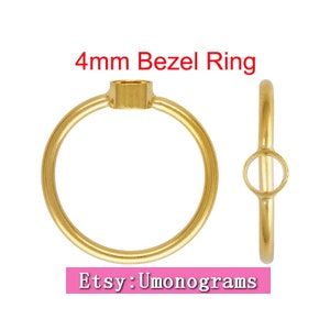 14K Yellow Gold Filled Stacking Ring 4mm Bezel Ring US Size 5/6/7/8 Wholesale Jewelry Findings 1/20 14kt GF