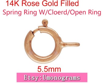 14K Rose Gold Filled 5.5mm Spring Rings With Open/Closed Ring Quality Strong Italy Clasps Wholesale BULK DIY Jewelry Findings 1/20 14kt RGF